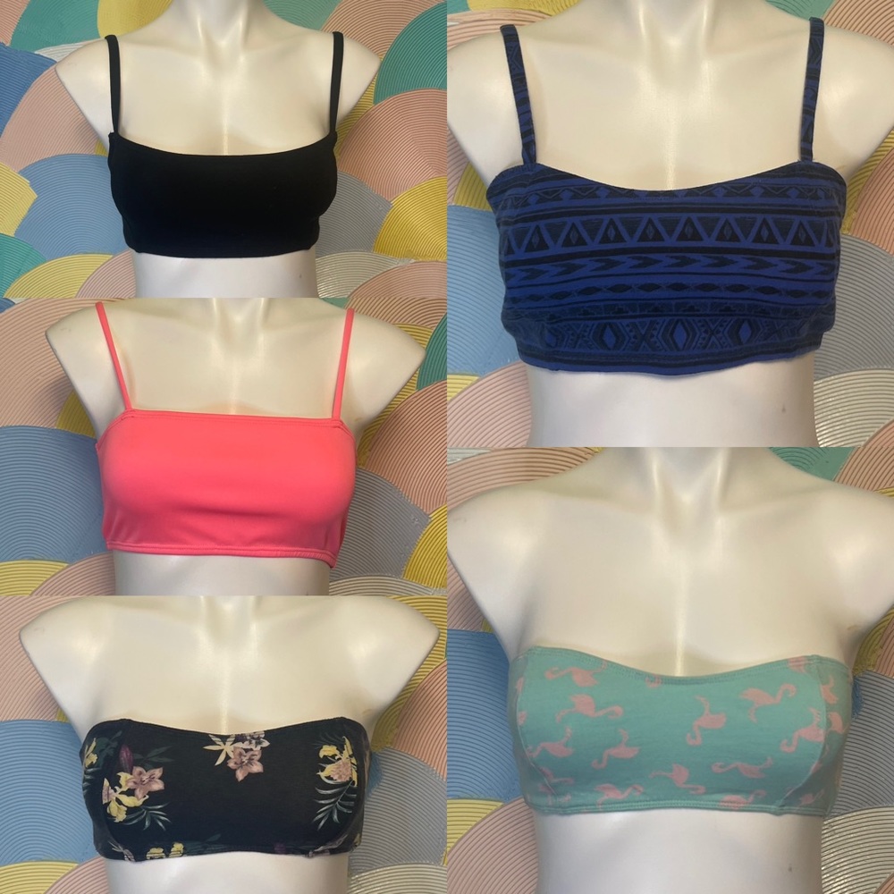 Bundle deal! 5 Bralettes! PAC sun& other brands straps tube top flower flamingos